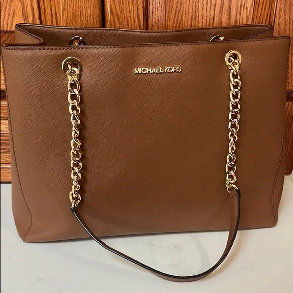 Michael Kors Brown Leather Tote Bag - Picture 1 of 5
